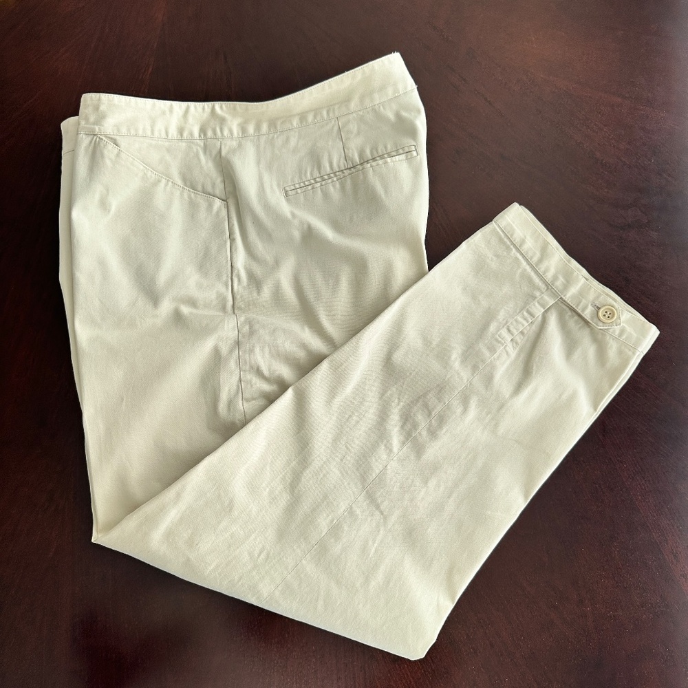 DKNY Womens Stretch Cotton Pants 10 with Hem Width Adjustment Detail NICE!